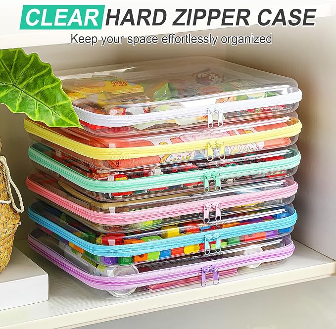 Sanwuta 6 Pcs Clear Hard Zipper Case Pencil Pouches Hard Plastic Zipper Pouches - Image 5