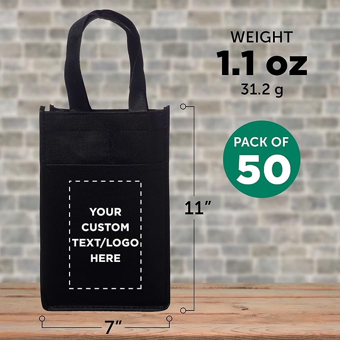 DISCOUNT PROMOS Non-Woven Vineyard Two Bottle Wine Bags - Image 5