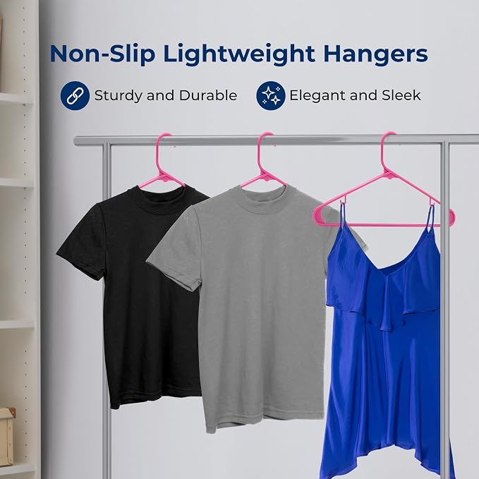 SereneLife 100-Piece Plastic Shirt Hangers – Non-Slip, Heavy Duty Clothing - Image 4
