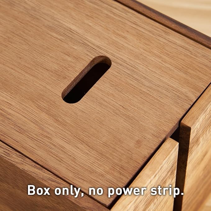 Acacia Wood Cable Management Box, Wooden Cord Hider & Organizer - Image 6