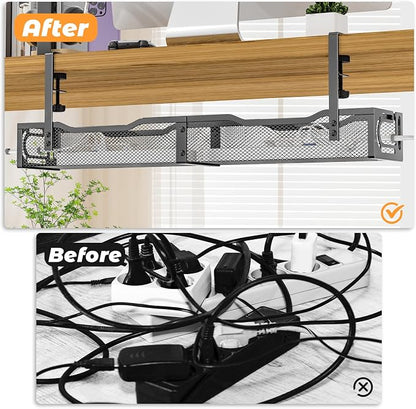 Under Desk Cable Management Tray, No Drill Steel Desk Cable Organizers - Image 4