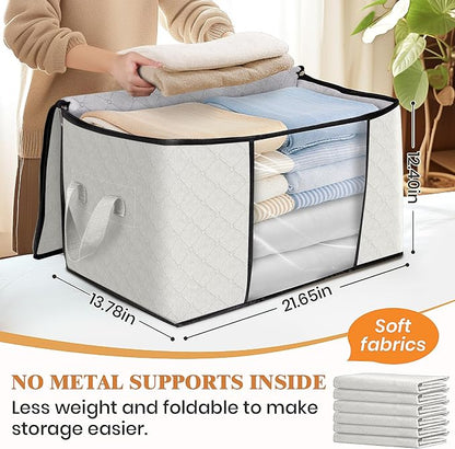 Fab totes 3 Pack Clothes Storage, Foldable Thick Fabric Blanket Storage Bags - Image 2