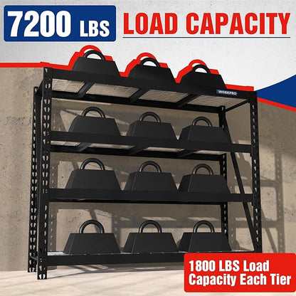 WORKPRO Garage Shelving, 7200 LBS Load, Heavy Duty Metal Shelves - Image 4