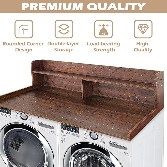 Royxen Laundry Countertop with 2-Tier Shelf Universal Fit, Washer and Dryer - Image 5