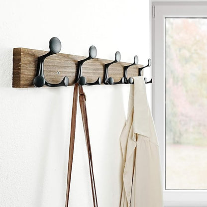 SKOLOO 24-Inch Wood Burnt Coat Rack Wall Mount - Image 3