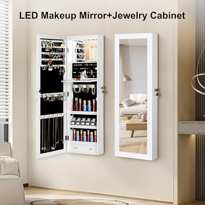 Mirror Jewelry Organizer, Wall/Door Mounted Jewelry Armoire - Image 3