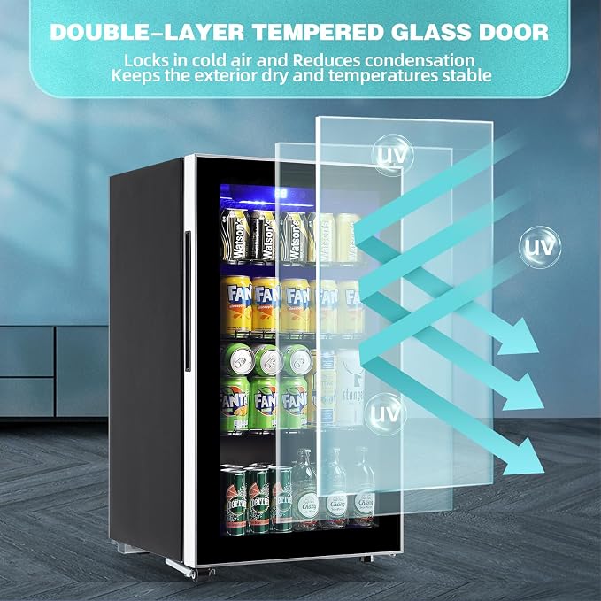 WANAI Mini Fridge Cooler 120 Can Beverage Refrigerator - Image 4