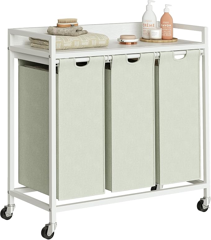 Laundry Hamper with Shelf, Laundry Basket 3 Section, Laundry Sorter with by Herture