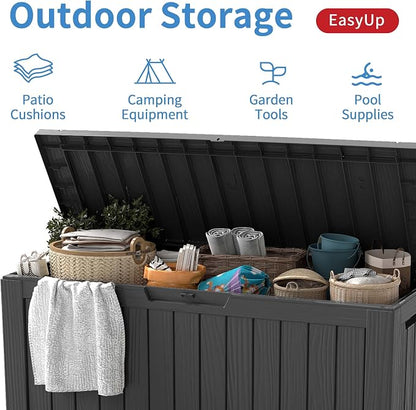 EasyUp 85 Gallon Outdoor Storage Box, Resin Waterproof UV-Resistant Deck Box - Image 4