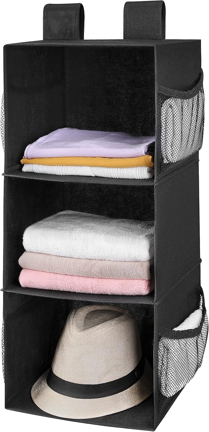 MAX Houser 3-Shelf Hanging Closet Organizers, Collapsible Closet Hanging Shelves - Image 4