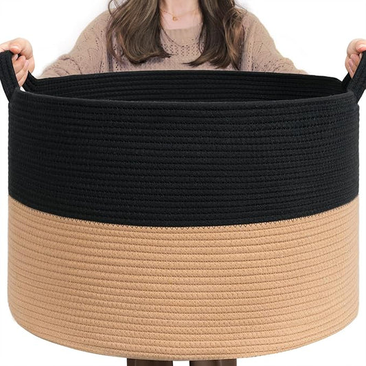 INDRESSME XXXLarge Cotton Rope Basket Woven Baby Laundry Basket Blanket Baskets by INDRESSME
