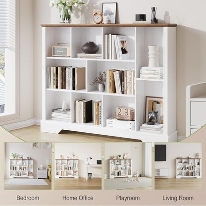 10 Cube Storage Bookcase, Modern 3-Tier Wooden Storage Organizer Open Bookshelf - Image 6