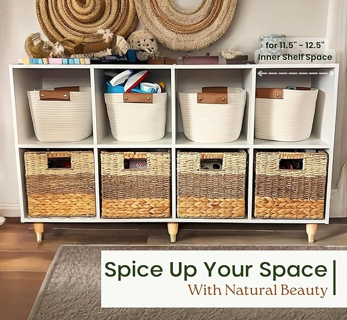 11 Inch Cube Storage Bins, Wicker Storage Baskets - Image 3