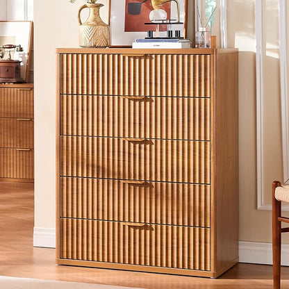 LEYAOYAO Fluted 5 Drawers Dresser by LEYAOYAO-Findtheshiningpointofyourideallife%EF%BC%81