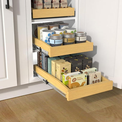 Wooden Pull out Cabinet Organizer 20" W x 21" D x 3.35" H, Heavy Duty Slide Out - Image 9