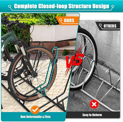 Kinghouse Floor Bike Rack for 3 Bikes, Bike Stand, Protects Disc Brake & - Image 5