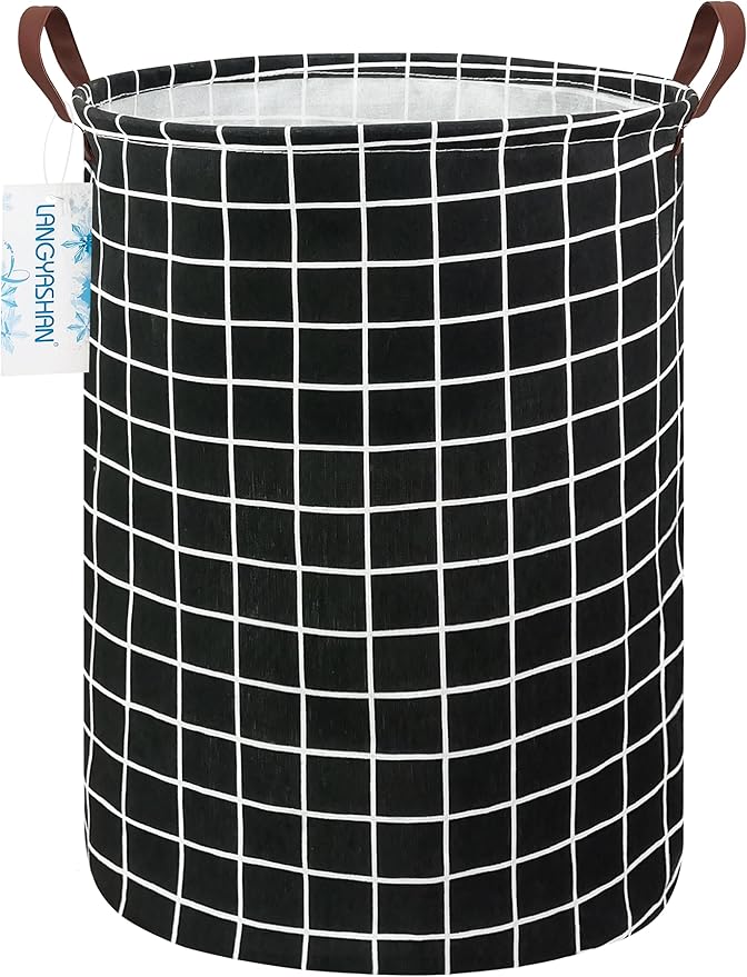 LANGYASHAN Laundry Basket Canvas Fabric Collapsible Organizer Basket by LANGYASHAN