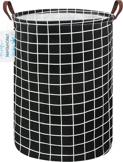 LANGYASHAN Laundry Basket Canvas Fabric Collapsible Organizer Basket by LANGYASHAN