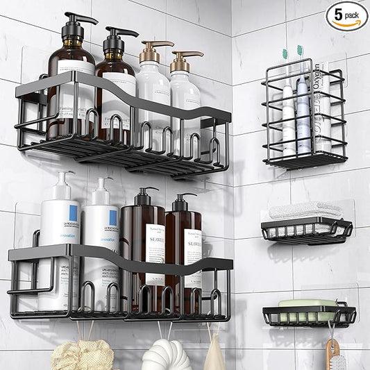 EUDELE Adhesive Shower Caddy, 5 Pack Rustproof Stainless Steel Bath Organizers by EUDELE