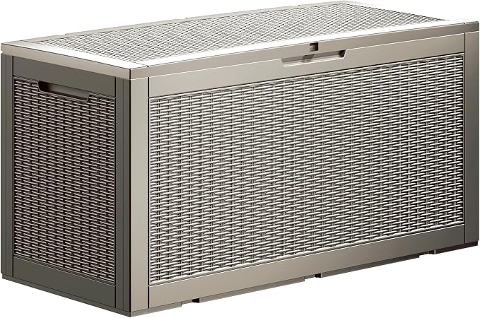 TARKARI 100 Gallon Lockable Resin Deck Box, Waterproof & UV-Resistant Outdoor by Home