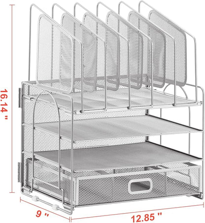 Marbrasse Desk Organizers, 4-Tier Mesh Desk File Organizer - Image 5