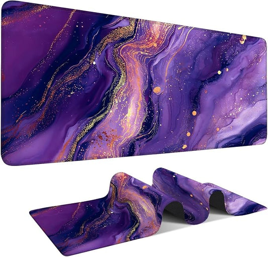 Purple Gaming Mouse Pad 35.4"x15.7"Desk Mat Anti-Slip Rubber Base & Durable by ANNAQUEEN