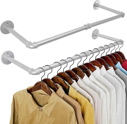 WEBI Industrial Pipe Clothing Rack, Heavy Duty Metal Garment Rack Bar Wall by WEBI