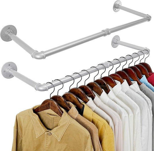 WEBI Industrial Pipe Clothing Rack, Heavy Duty Metal Garment Rack Bar Wall by WEBI