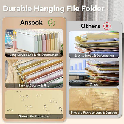 Ansook Plastic Hanging File Folders Legal Size, 12 Pack Extra Capacity - Image 6