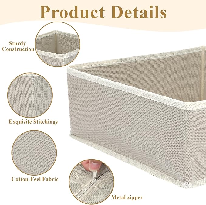 SHENLIU 12 Pack Foldable Cloth Storage Box, Drawer Organizer Clothes, Underwear - Image 4