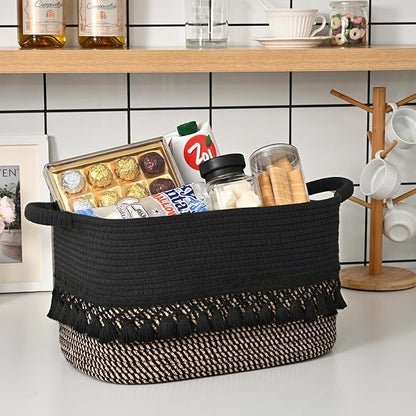 6 Pack Storage Basket for Shelves, Boho Cotton Rope Storage Bins - Image 6