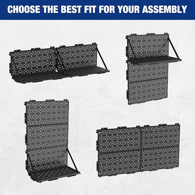 WORKPRO 16”x 16” Metal Peg Board, Foldable Black Pegboard - Image 4