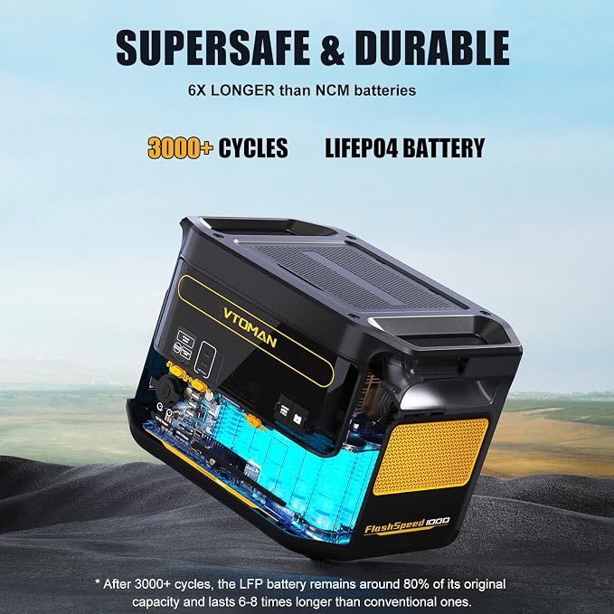 VTOMAN FlashSpeed 1000 Portable Power Station, 828Wh LiFePO4 Battery Solar - Image 3