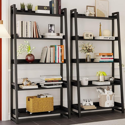 IRONCK Industrial Bookshelf 5-Tier 31.5 in Wide, Bookcase Ladder Shelf - Image 2
