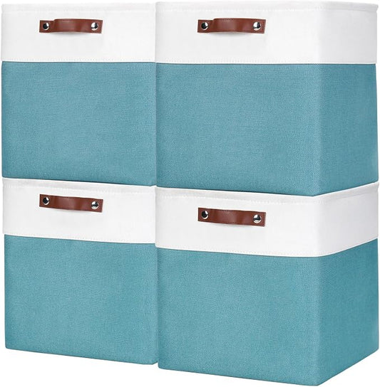 13x13 Cube Storage Bins, Collapsible Fabric Storage Box, 4 Pack Closet Baskets by Bagnizer