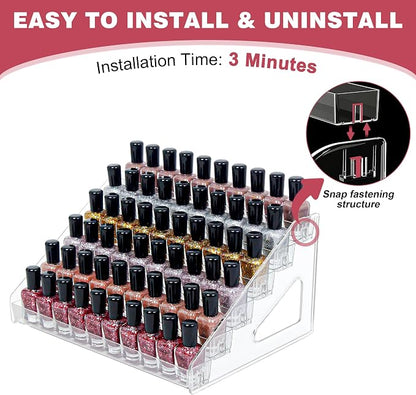 7-Tier Clear Acrylic Nail Polish Storage, Holds 56-112 Bottles, Sunglasses - Image 3