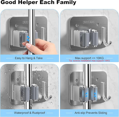 4 Pack Stainless Steel Mop and Broom Gripper - Image 7