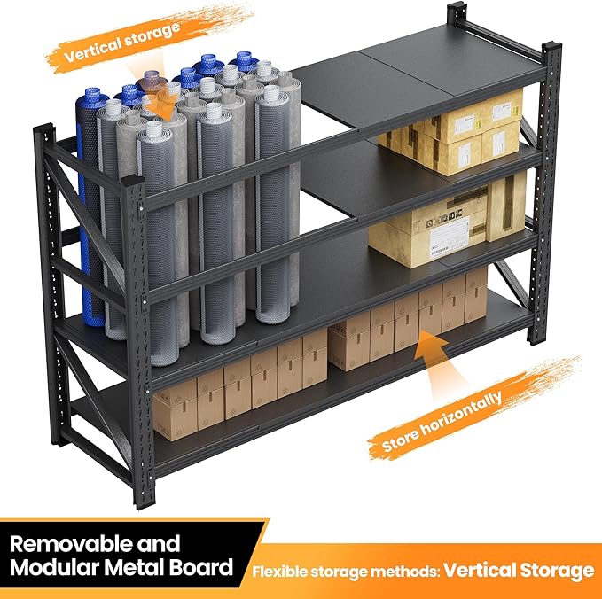 75”W Heavy Duty Metal Storage Shelves, 9000LBS Metal Garage Shelving Units - Image 5