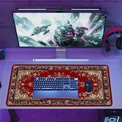 Red Vintage Persian Rug Mouse Pad – Large Extended Desk Mat 35.43 x 15.75 in – - Image 8