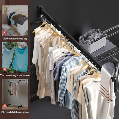 Wall Mounted Clothes Hanger, Aluminum Clothes Drying Rack, Space Saver - Image 4