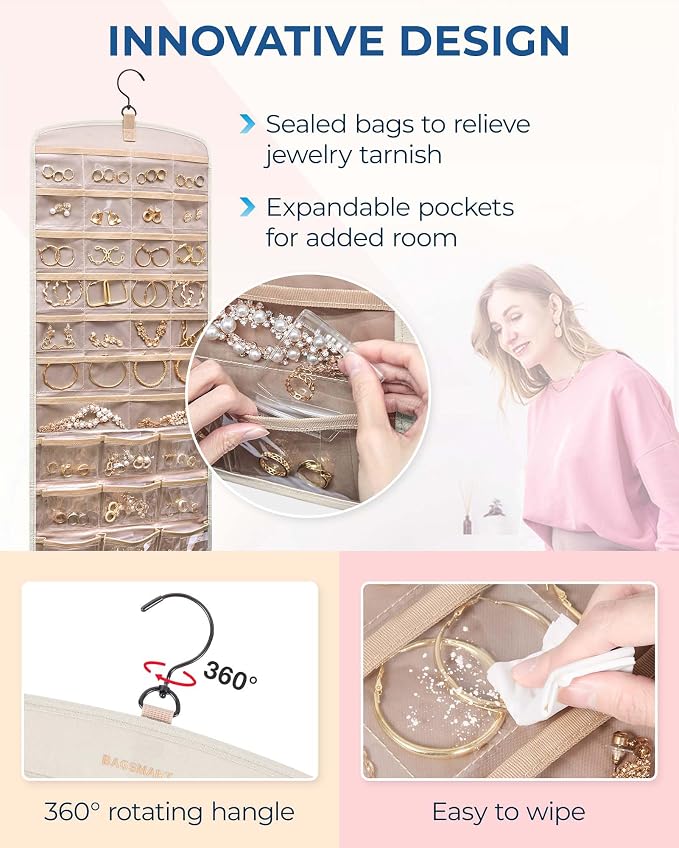 BAGSMART Hanging Jewelry Organizer, Necklace Holder Anti-tangle Earrings Rings - Image 4