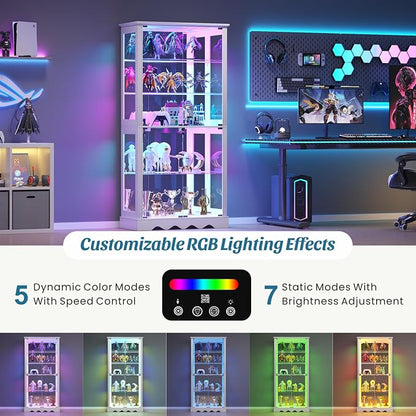 Glass Display Cabinet with RGB Light, 5-Tier Curio Cabinet - Image 3