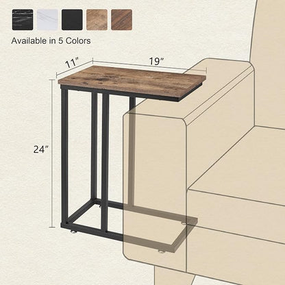 VECELO C Shaped End Side Table for Sofa Couch and Bed Snack TV Tray for Living - Image 3