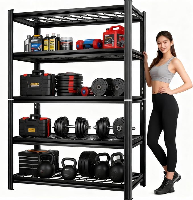 35''W Wire Shelving Unit, 3000 Lbs Heavy-Duty Garage Storage Shelves, 5-Tier by Beaunatixx