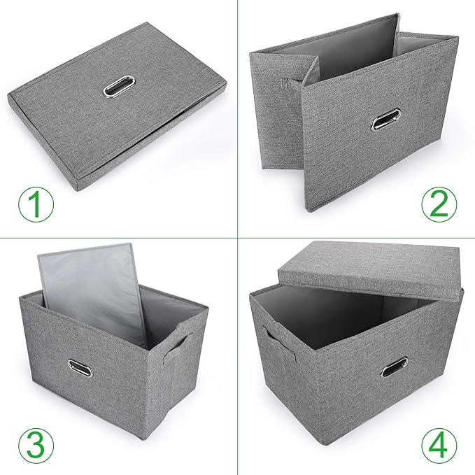 Large Linen Fabric Foldable Storage Bins - Image 3