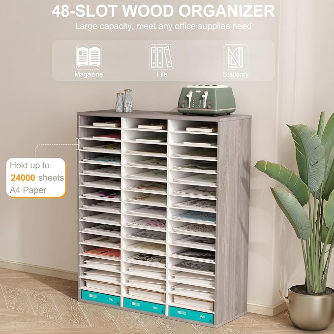 TQVAI Literature Organizer, Heavy Duty 48 Compartments Countertop Mail Organizer - Image 5