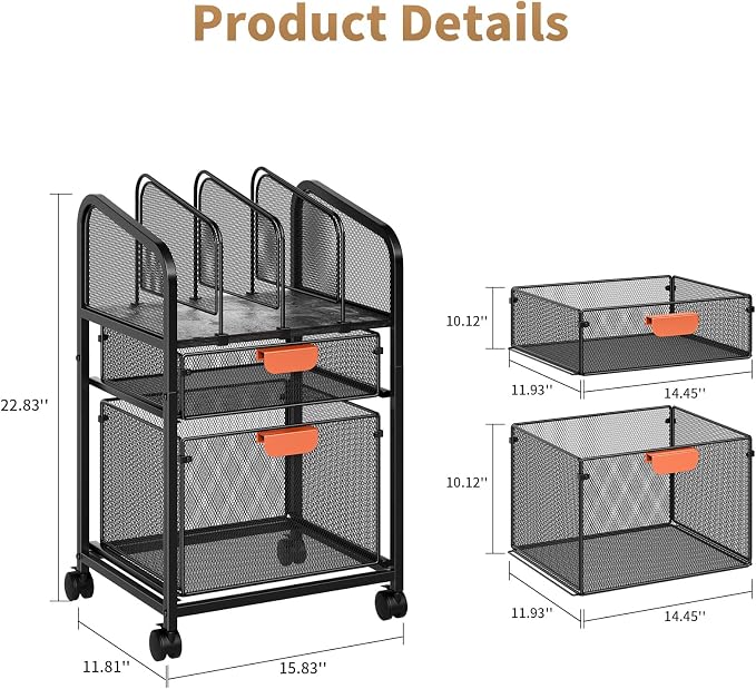 Marbrasse Rolling File Cart - Image 2