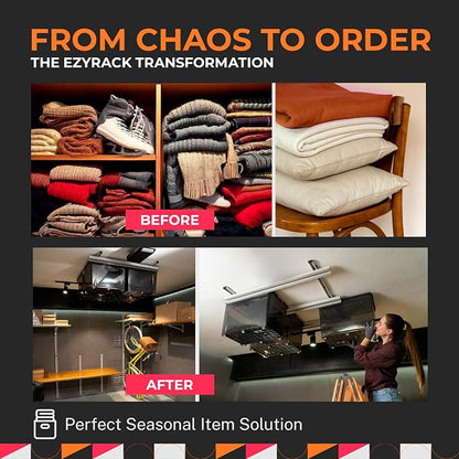 Adjustable Over Head Garage Bin Storage System Tote Lift Pro Overhead Storage - Image 5