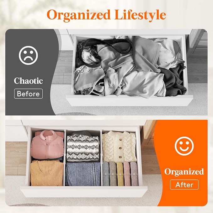 Lifewit 8" High 8 Pack Deep Drawer Dividers, 13.8-22.5" Adjustable Dresser - Image 8