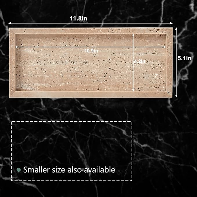Natural Small Travertine Tray for Bathroom Vanity and Kitchen Sink, Stone - Image 2